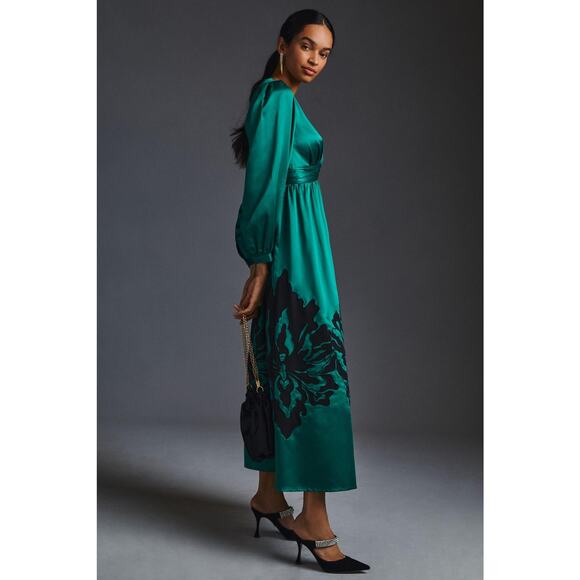 NWT Anthropologie Nikasha Embroidered Satin Dress - XS - Picture 2 of 7